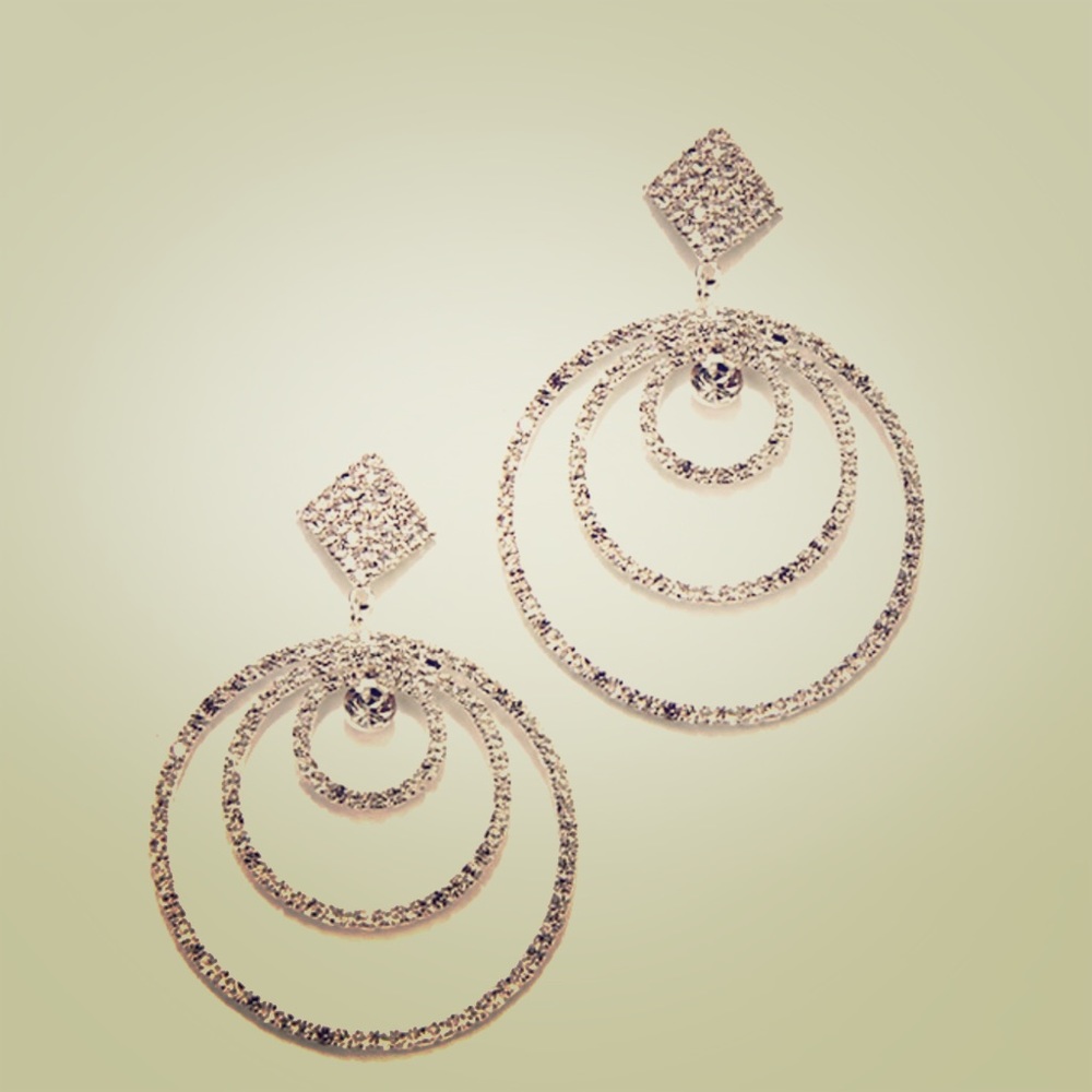 Stone Multi Circle Drop Earrings
